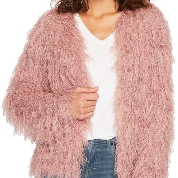 J.O.A Shaggy Fuzzy Fluffy Pink Cardigan - Picture 11 of 11
